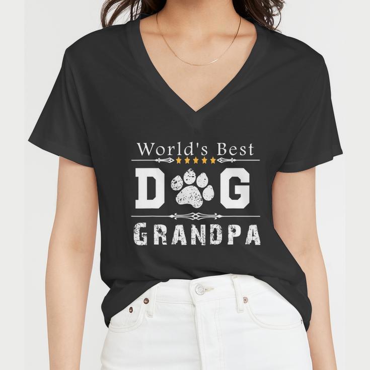 Mens Worlds Best Dog Grandpa Women V-Neck T-Shirt