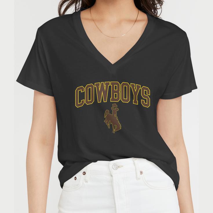 Mens Wyoming Cowboys Apparel Cowboys Arch & Logo Women V-Neck T-Shirt