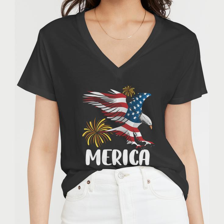 Merica Bald Eagle Mullet Cute Funny Gift 4Th Of July American Flag Meaningful Gi Women V-Neck T-Shirt