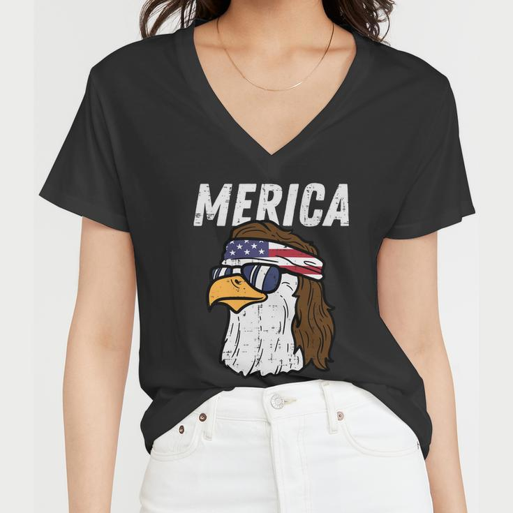 Merica Bald Eagle Mullet Sunglasses Fourth July 4Th Patriot Cool Gift V2 Women V-Neck T-Shirt