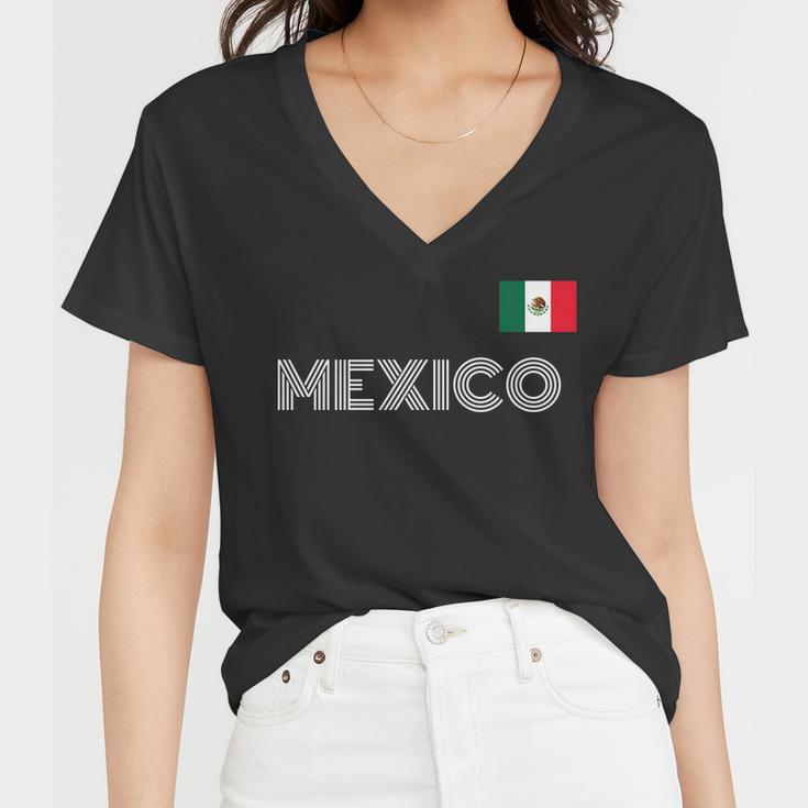 Mexico Country Flag Logo Women V-Neck T-Shirt