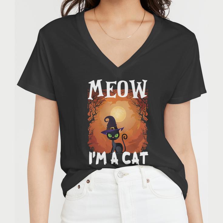 Moew Im A Cat Halloween Quote Women V-Neck T-Shirt