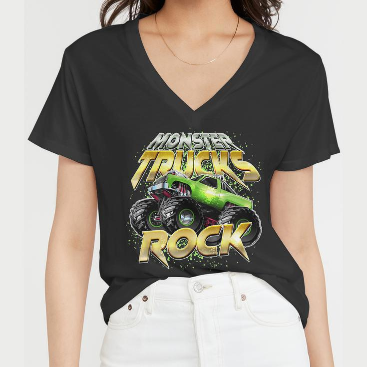 Monster Trucks Rock Women V-Neck T-Shirt