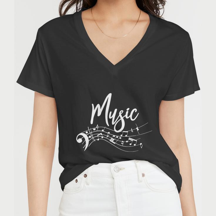 Music Notes V2 Women V-Neck T-Shirt