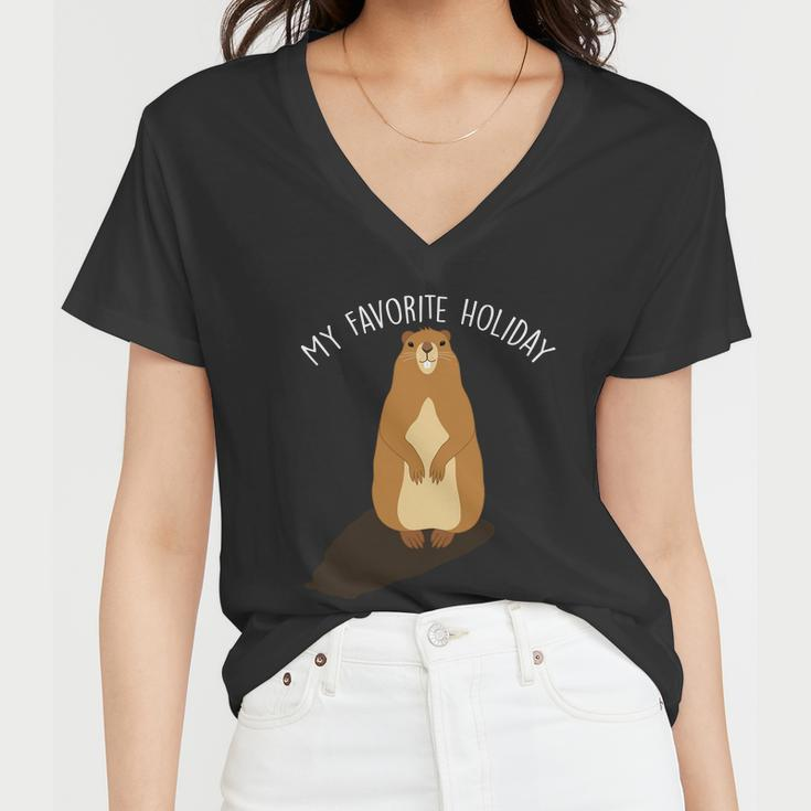 My Favorite Holiday Groundhog Day Women V-Neck T-Shirt