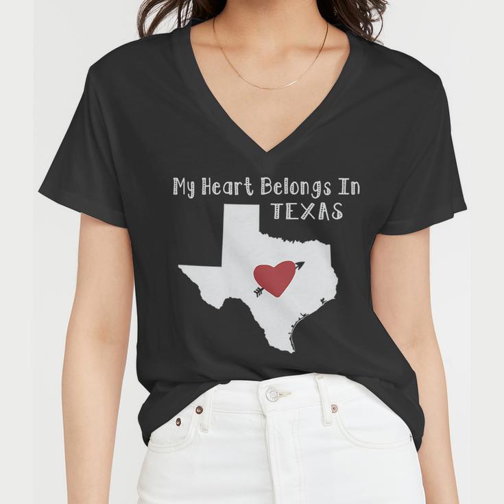 My Heart Belongs In Texas Women V-Neck T-Shirt