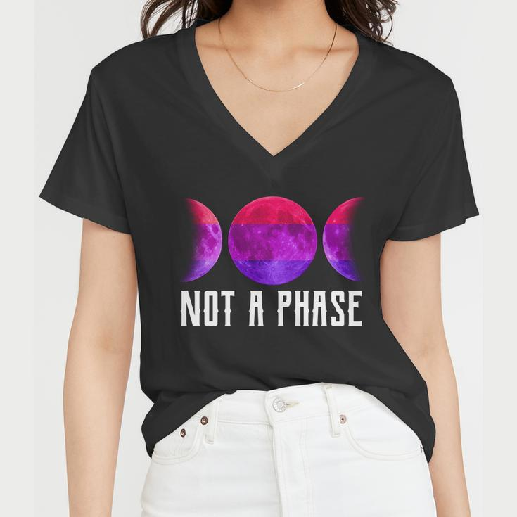 Not A Phase Bi Pride Bisexual Women V-Neck T-Shirt