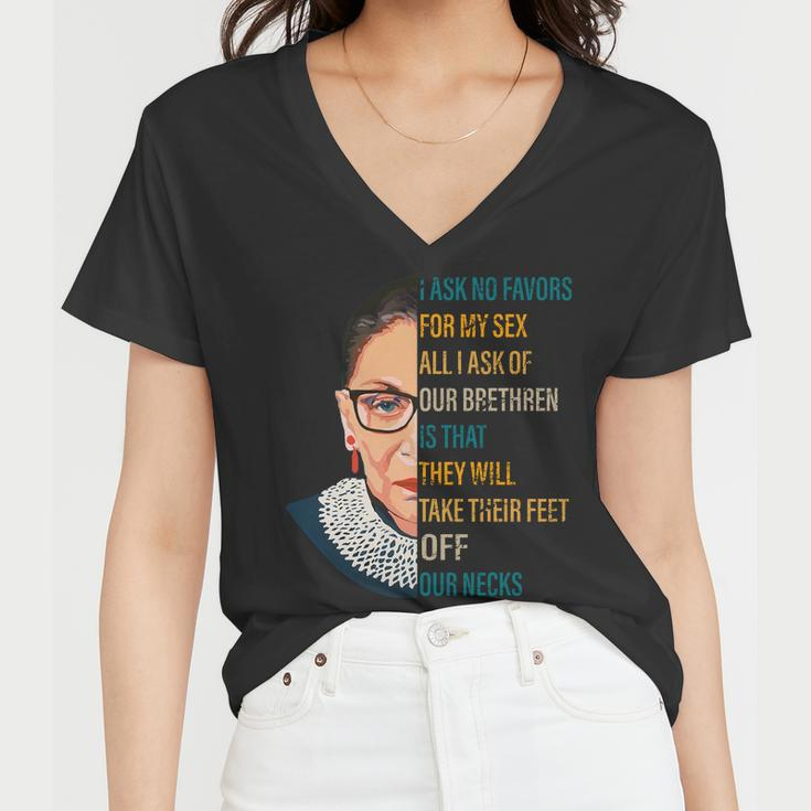 Notorious Rbg Ask No Favors Quote Women V-Neck T-Shirt