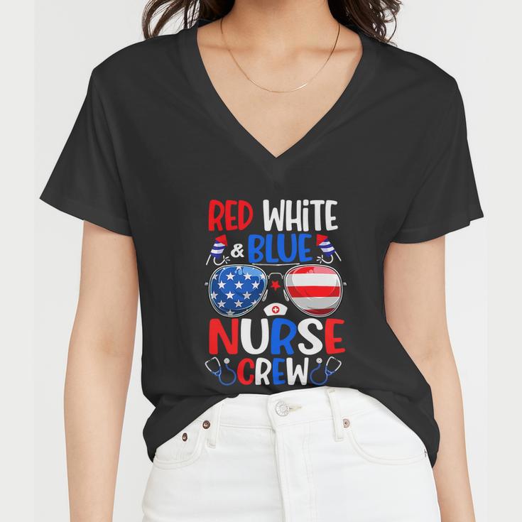 Nurse Crew Sunglasses For 4Th Of July Women V-Neck T-Shirt