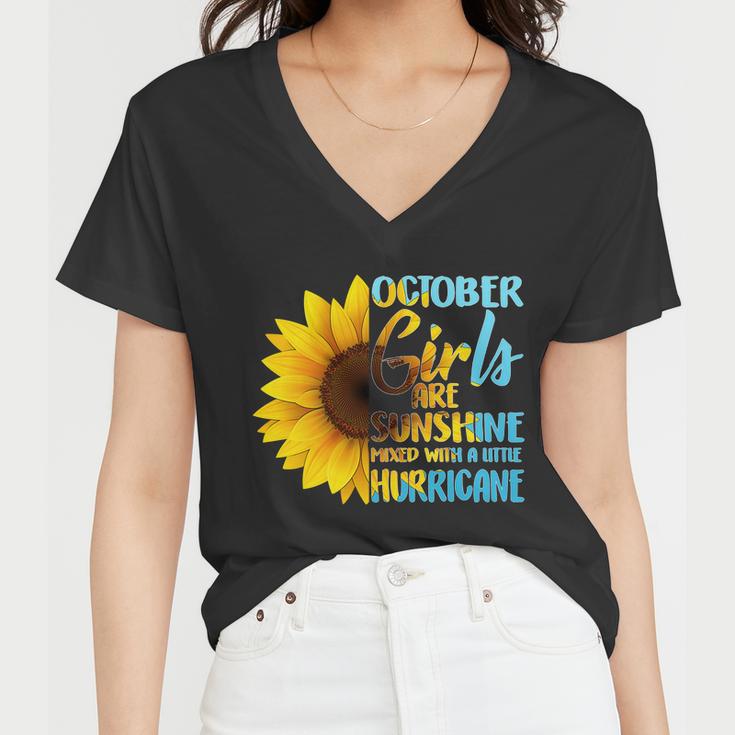 October Girls Sunflower Tshirt Women V-Neck T-Shirt