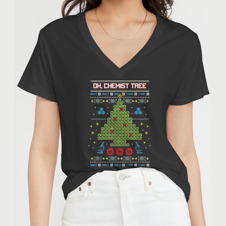 Oh Chemist Tree Chemistry Tree Christmas Science Women V-Neck T-Shirt