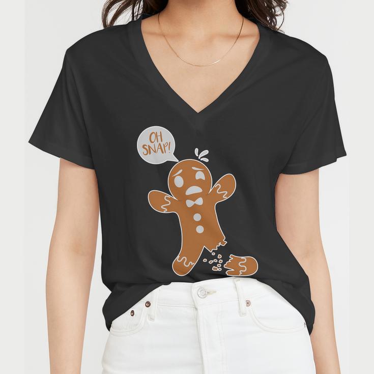 Oh Snap Funny Gingerbread Christmas Women V-Neck T-Shirt