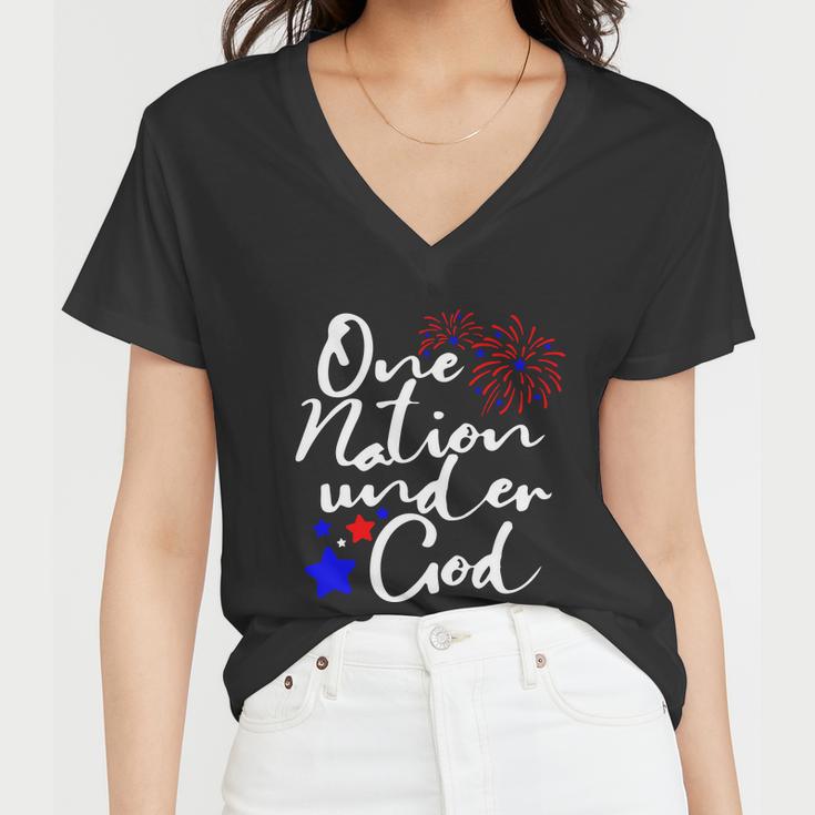 One Nation Under God Firework 4Th Of July V2 Women V-Neck T-Shirt