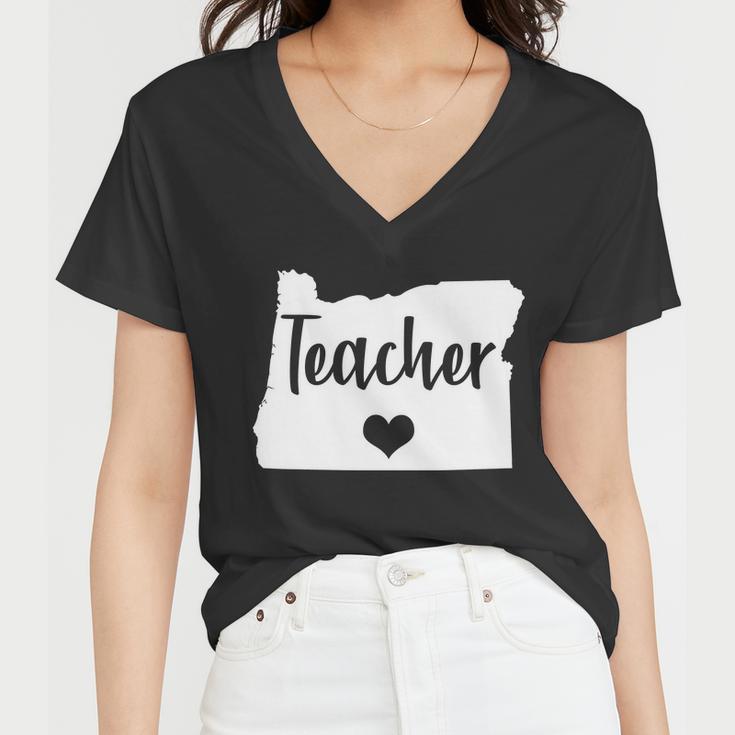 Oregon Teacher Red For Ed Women V-Neck T-Shirt