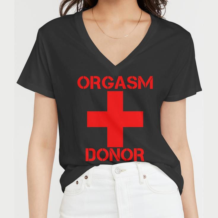 Orgasm Donor Red Imprint Women V-Neck T-Shirt