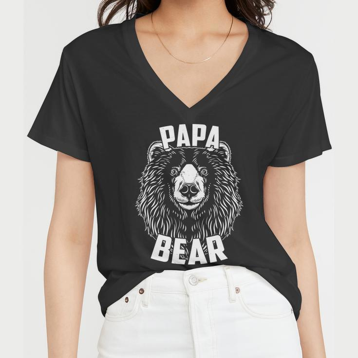 Papa Bear Fathers Day Tshirt Women V-Neck T-Shirt