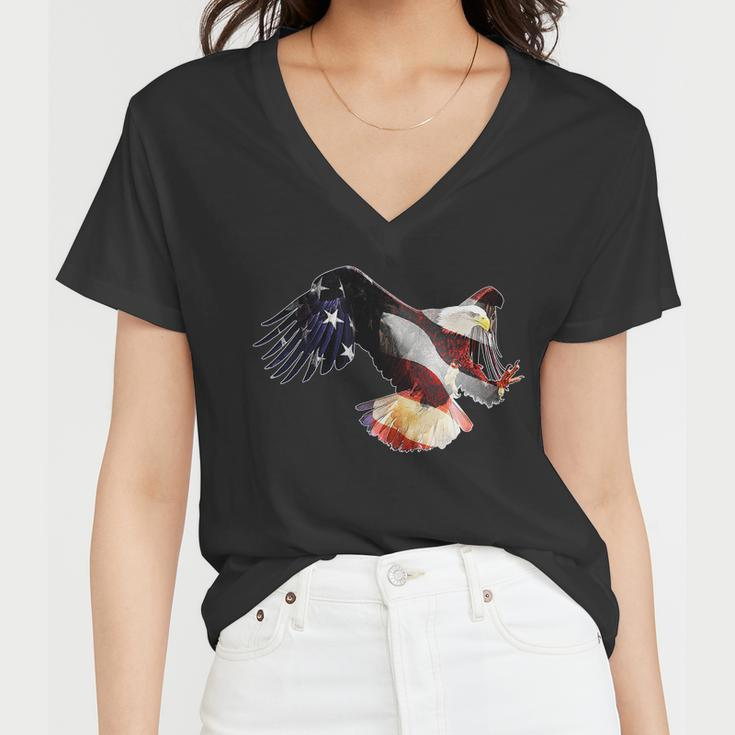 Patriotic American Bold Eagle Women V-Neck T-Shirt