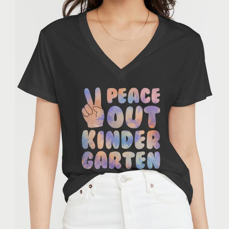 Peace Out Kindergarten Grade 2022 Happy Last Day Of School Cool Gift Women V-Neck T-Shirt