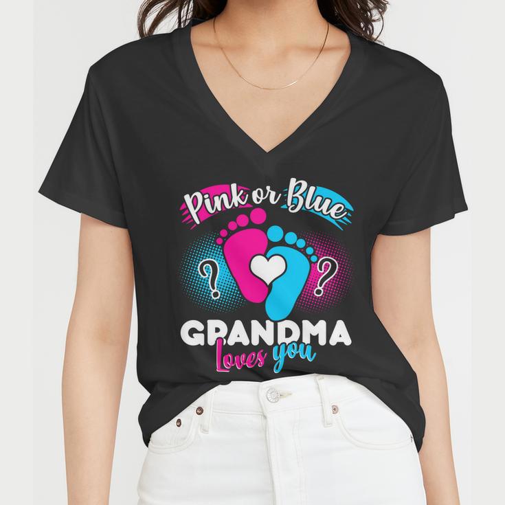 Pink Or Blue Grandma Loves You Tshirt Women V-Neck T-Shirt