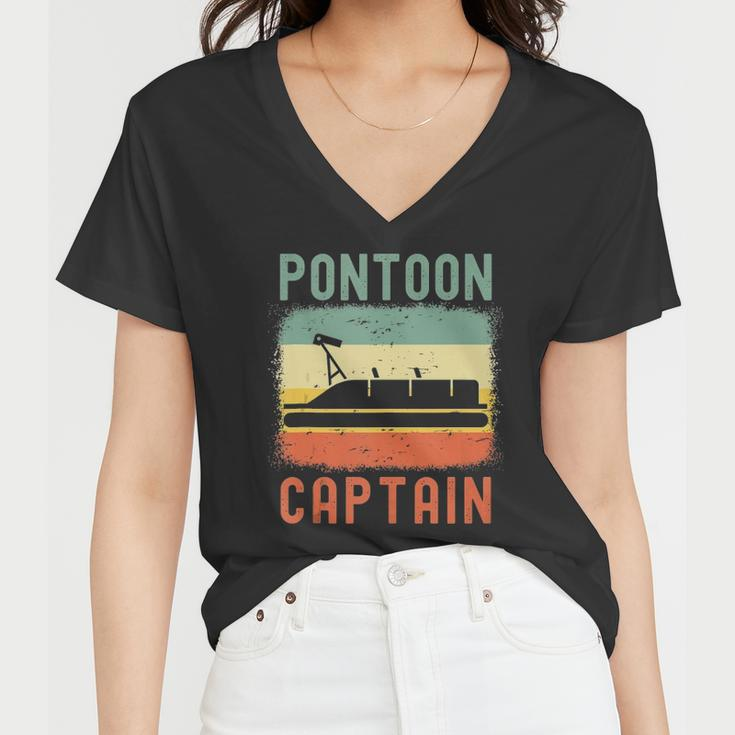Pontoon Captain Retro Vintage Funny Boat Lake Outfit Women V-Neck T-Shirt