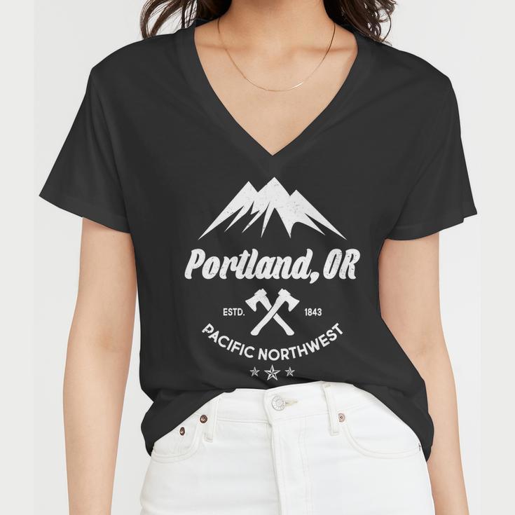 Portland Oregon Estd1843 Pacific Northwest Tshirt Women V-Neck T-Shirt