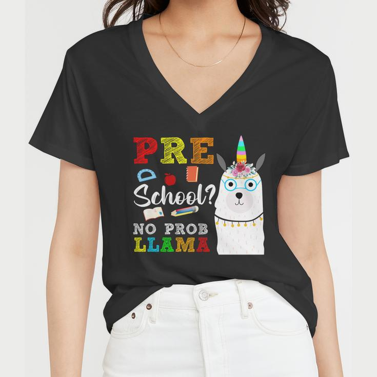 Preschool No Probllama Women V-Neck T-Shirt