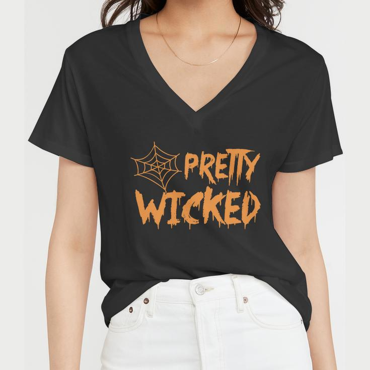 Pretty Wicked Halloween Quote V2 Women V-Neck T-Shirt