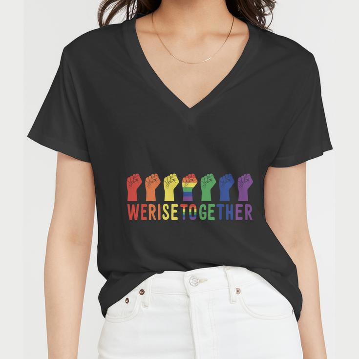 Pride Month We Rise Together Lgbt Pride Women V-Neck T-Shirt