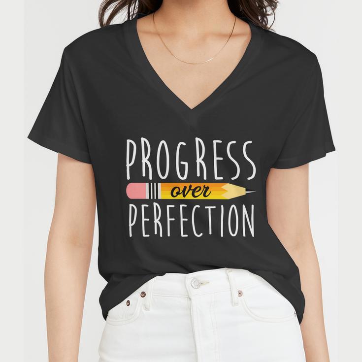 Progress Over Perfection Women V-Neck T-Shirt