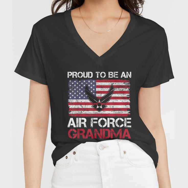 Proud Air Force Grandma Funny American Flag Women V-Neck T-Shirt