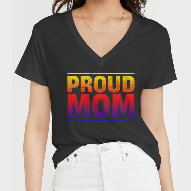 Proud Mom Abrosexual Flag Lgbtq Queer Mothers Day Abrosexual Gift Women V-Neck T-Shirt