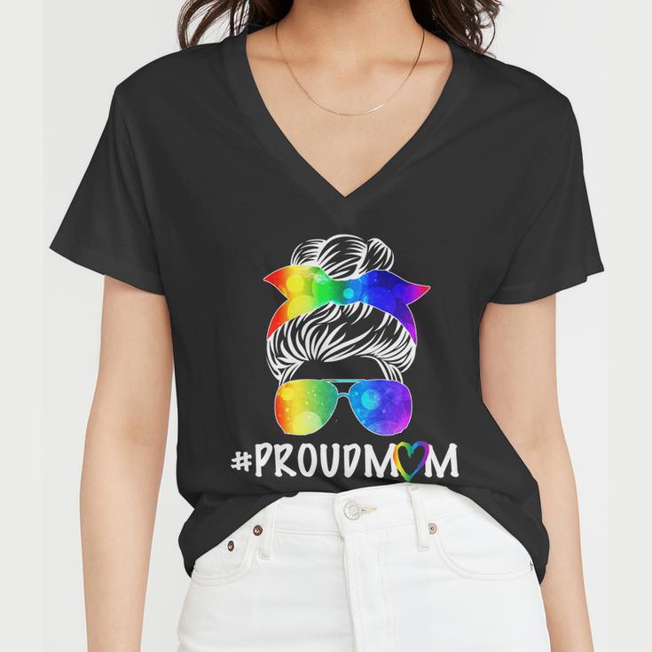 Proud Mom Lgbt Rainbow Pride Tshirt Women V-Neck T-Shirt