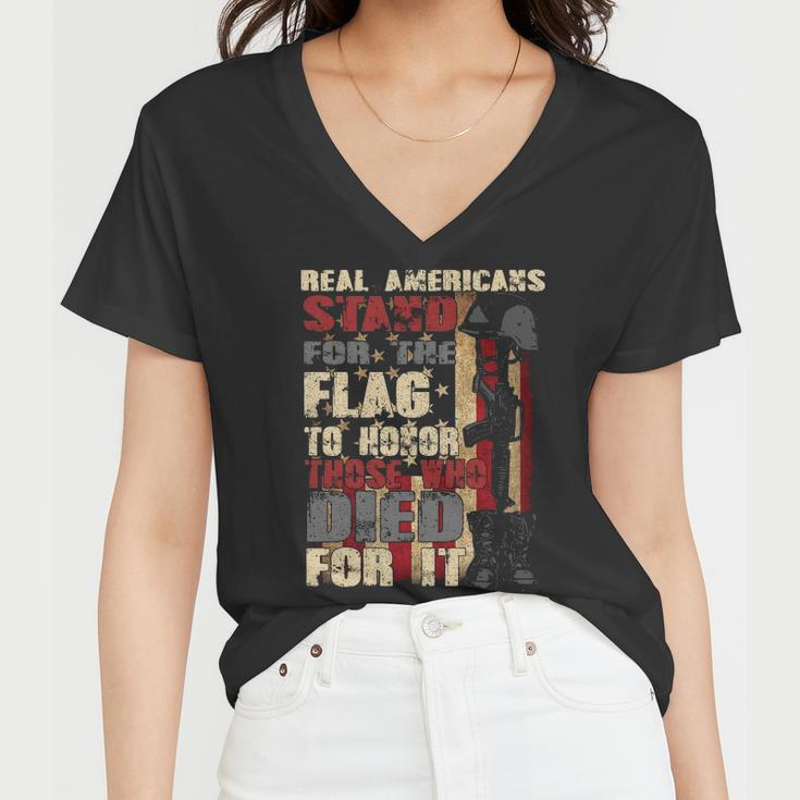 Real Americans Stand Women V-Neck T-Shirt