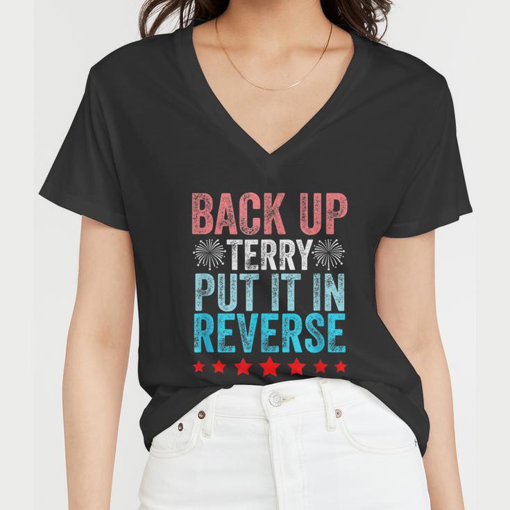 Retro Back Up Terry Put It In Reverse 4Th Of July Fireworks Women V-Neck T-Shirt