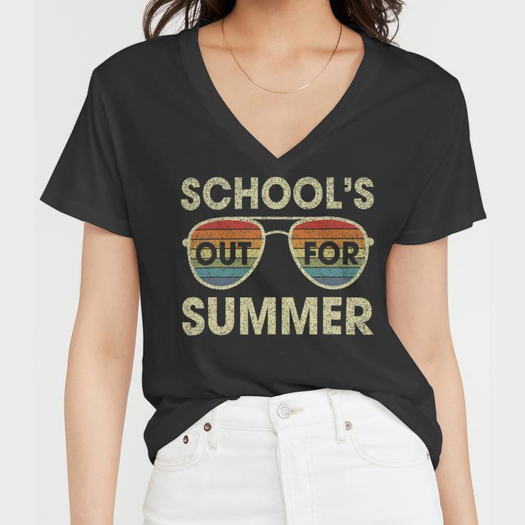 Retro Last Day Of School Schools Out For Summer Teacher V2 Women V-Neck T-Shirt