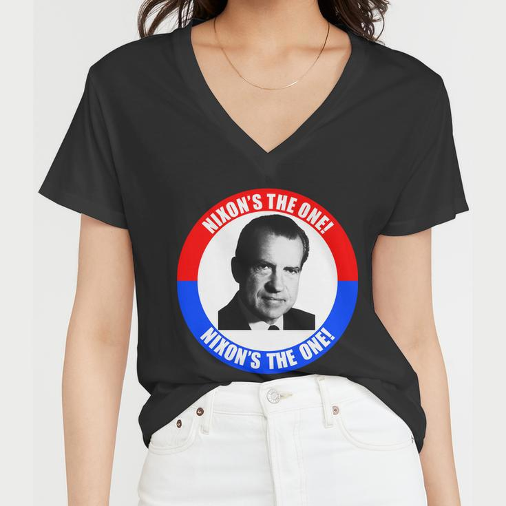 Retro Richard Nixon Nixons The One Presidential Campaign Women V-Neck T-Shirt