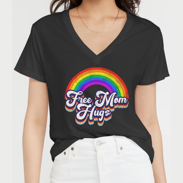 Retro Vintage Free Mom Hugs Rainbow Lgbtq Pride Tshirt V2 Women V-Neck T-Shirt