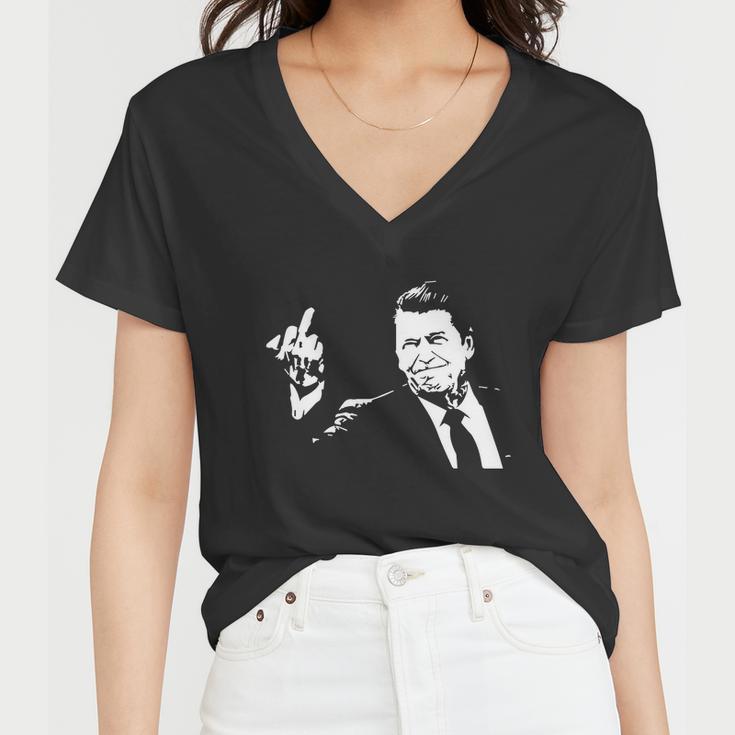 Ronald Reagan Flipping Tshirt Women V-Neck T-Shirt