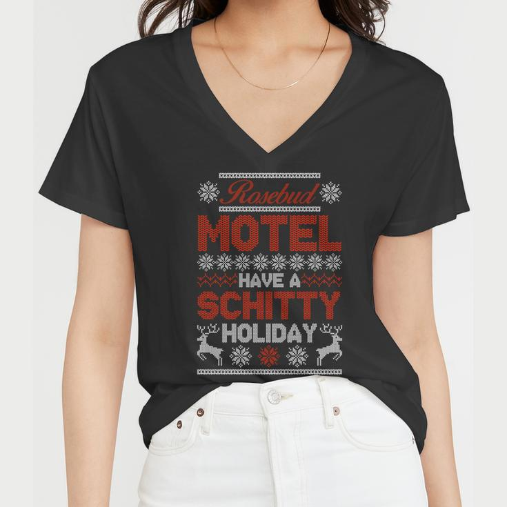 Rosebud Motel Have A Schitty Holiday Ugly Christmas Sweater Women V-Neck T-Shirt