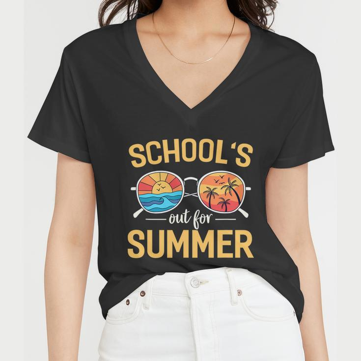 Schools Out For Summer Funny Happy Last Day Of School Gift Women V-Neck T-Shirt