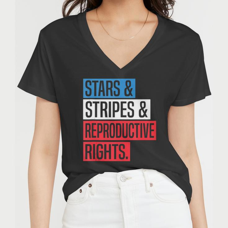 Stars Stripes And Reproductive Rights Pro Choice 4Th Of July Women V-Neck T-Shirt