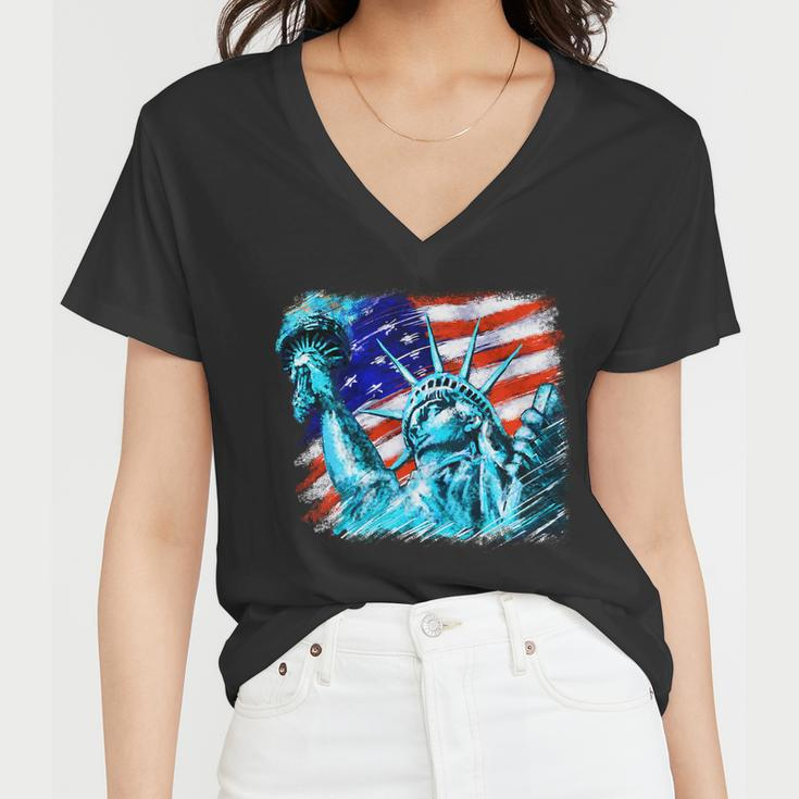 Statue Of Liberty Usa Women V-Neck T-Shirt