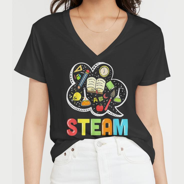Steam Teacher And Student Back To School Stem Tee Women V-Neck T-Shirt