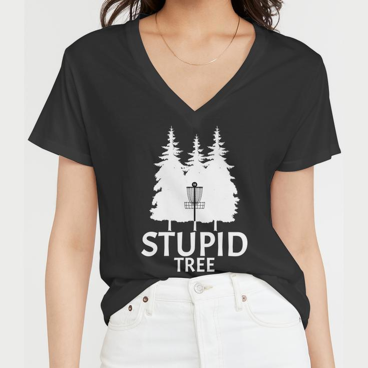Stupid Tree Disc Golf Tshirt Women V-Neck T-Shirt