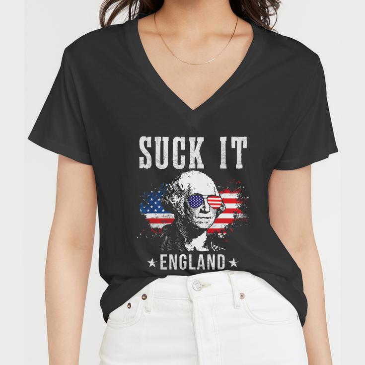 Suck It England Funny 4Th Of July George Washington Women V-Neck T-Shirt