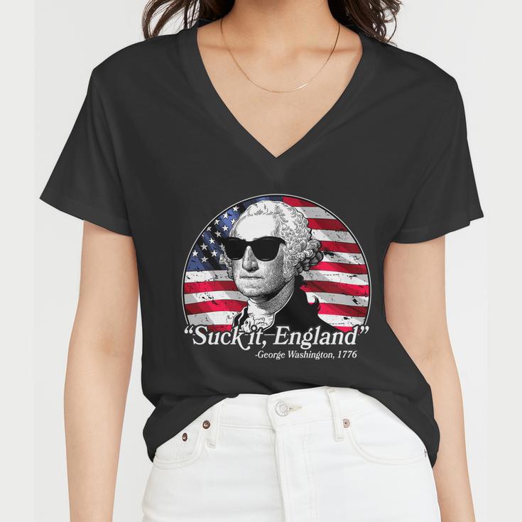 Suck It England George Washington 1776 Tshirt Women V-Neck T-Shirt