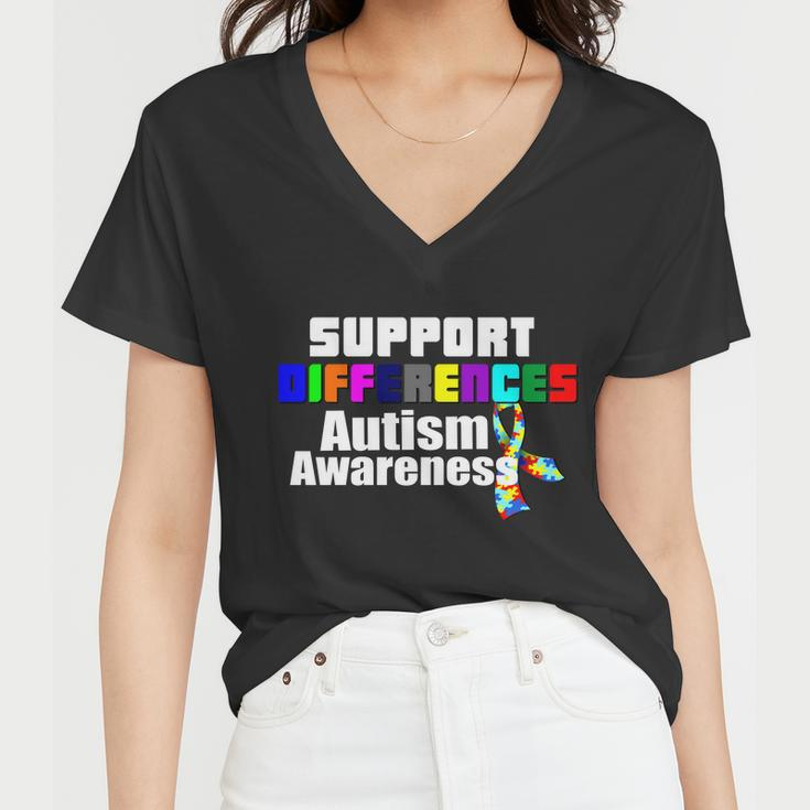 Support Differences Autism Awareness Women V-Neck T-Shirt
