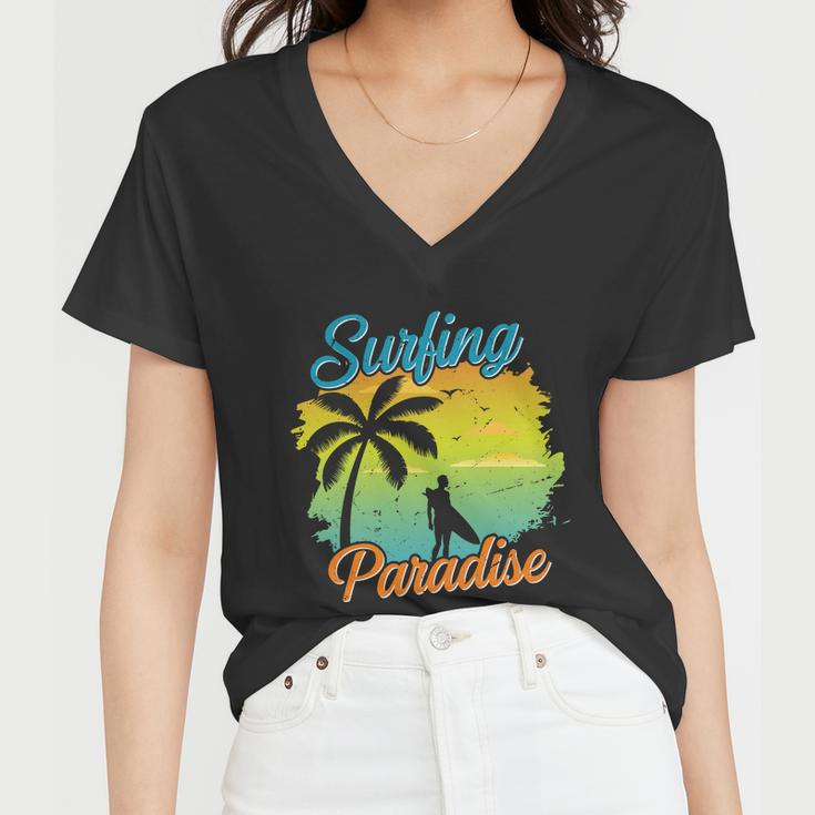 Surfing Paradise Summer Vacation Surf Women V-Neck T-Shirt