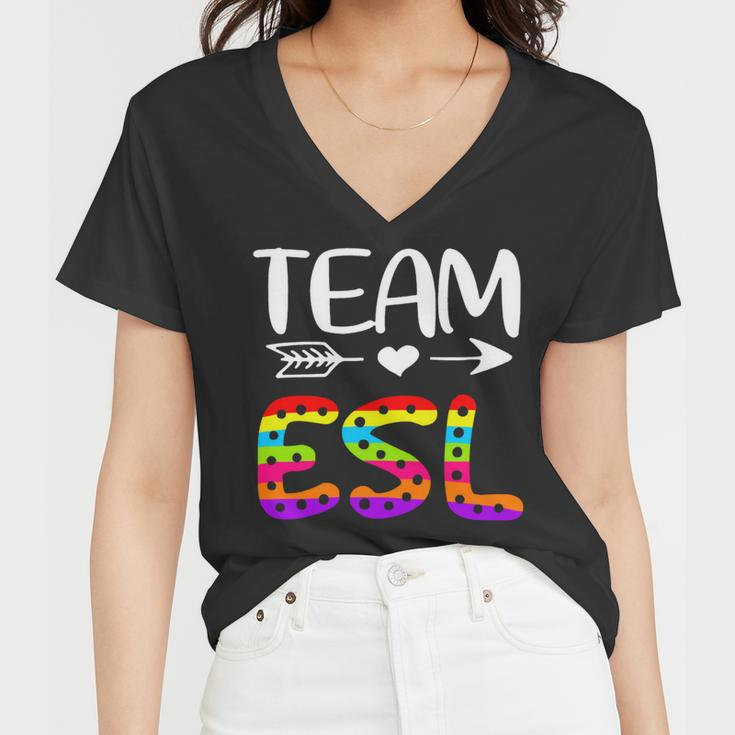 Team Esl - Esl Teacher Back To School Women V-Neck T-Shirt