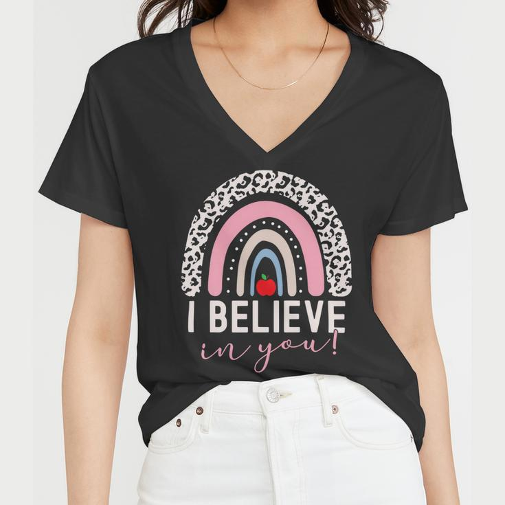 Test Day I Believe In You Rainbow Gifts Women Students Men V2 Women V-Neck T-Shirt